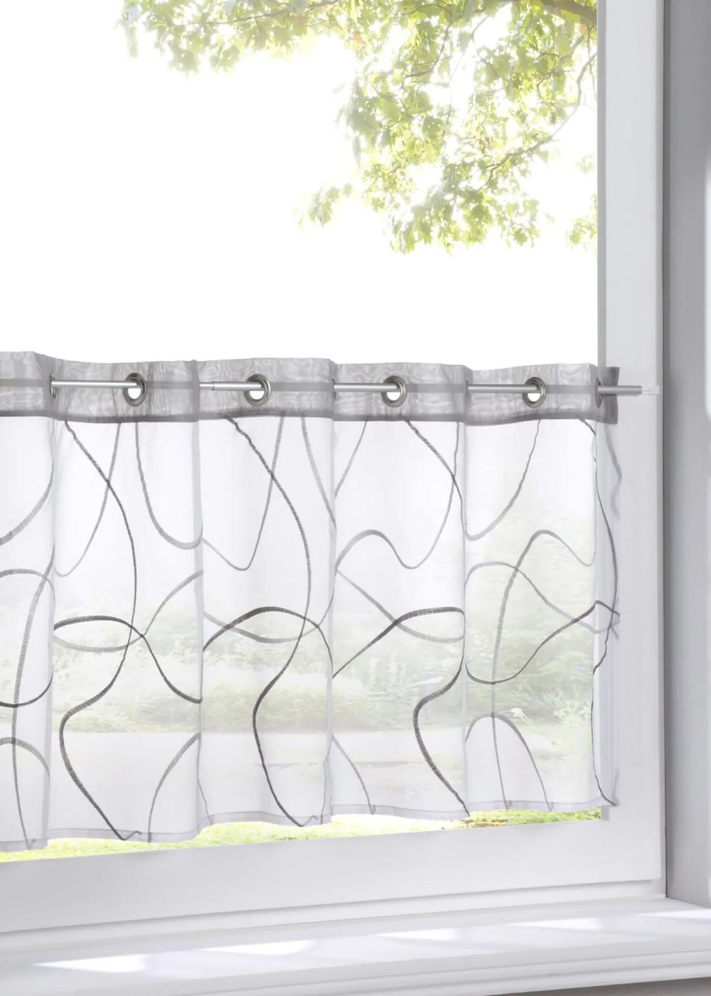 bonprix bonprix Cortinas Baratas|Visillos>Visillo bordado Blanco-gris