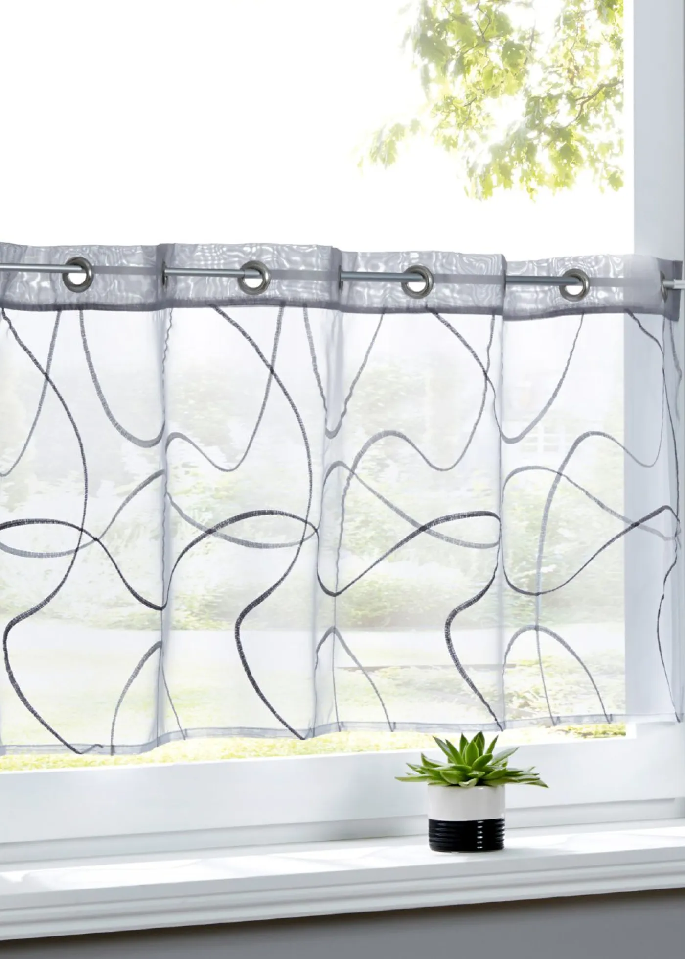 bonprix bonprix Cortinas Baratas|Visillos>Visillo bordado Blanco-gris