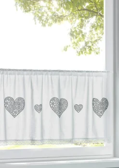 bonprix bonprix Visillo de algodón orgánico con estampado de corazones