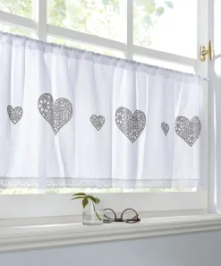 bonprix bonprix Visillo de algodón orgánico con estampado de corazones