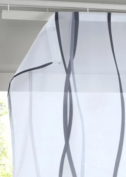 bonprix bonprix Estores>Visillo transparente con estampado de ondas (juego de 2 piezas) Crema-plata