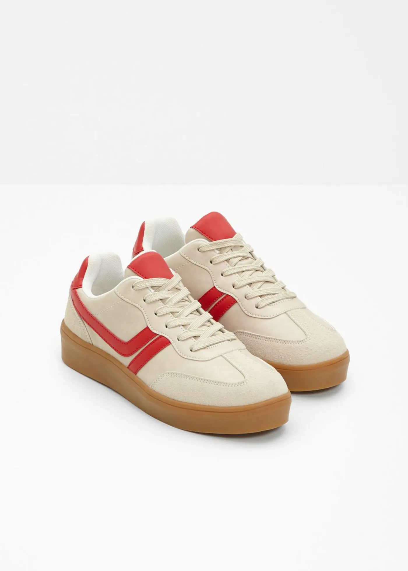 bonprix bonprix Tendencias·Zapatos Veganos|Novedades>Zapatillas con plataforma de estilo retro arena claro-rojo