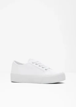 bonprix bonprix Tendencias·Zapatos Veganos|Zapatillas>Zapatillas con plataforma de lona de algodón Blanco