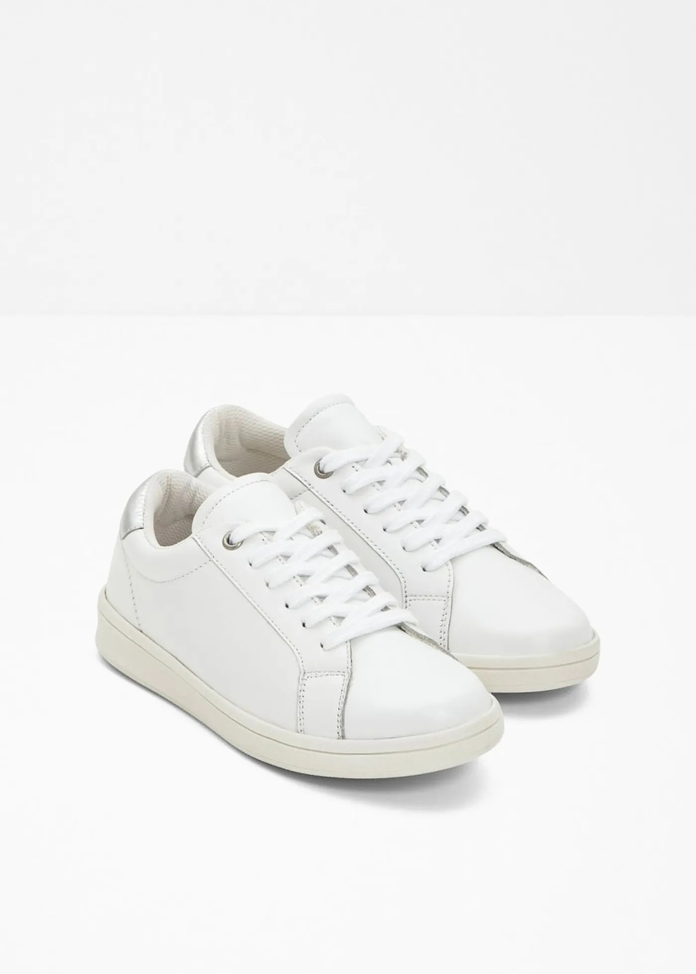 bonprix bonprix Zapatillas>Zapatillas de piel Blanco-plateado