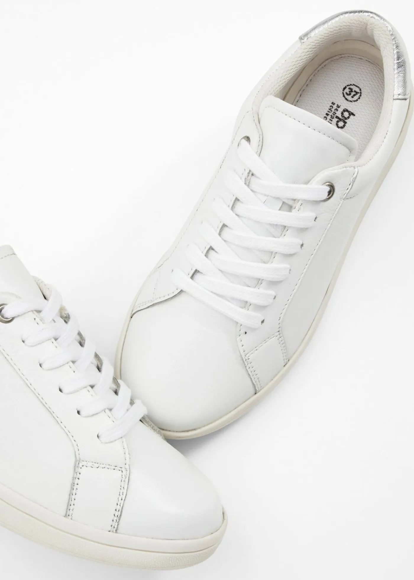 bonprix bonprix Zapatillas>Zapatillas de piel Blanco-plateado