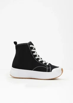 bonprix bonprix Tendencias·Zapatos Veganos|Zapatillas>Zapatillas deportivas altas con plataforma Negro