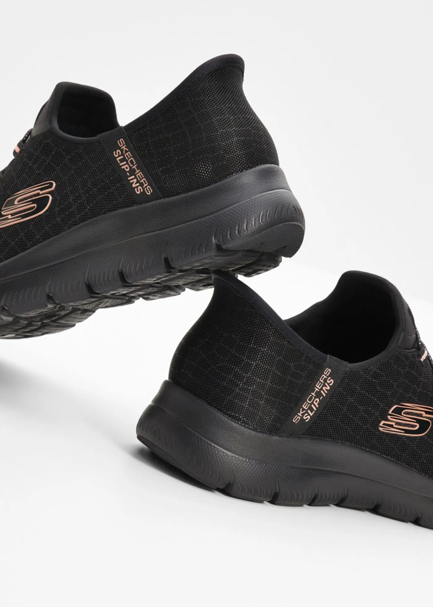 bonprix Skechers Zapatos De Marca·Skechers|Zapatos Cómodos>Zapatillas sin cordones de Skechers con espuma viscoelástica Negro-oro